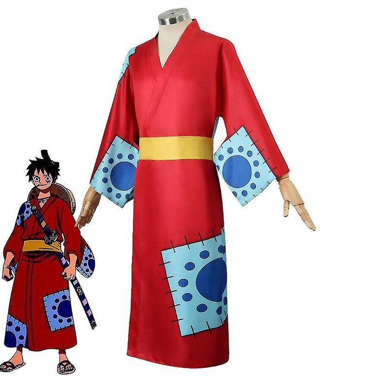 Best Produk Kostum One Piece Monkey D Luffy Wano Country Arc Cosplay Costume Hat Kimono Yukata Outfi
