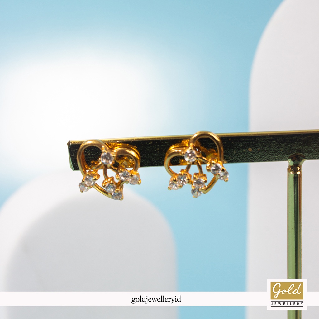 Anting emas kuning kadar 700 16k - IX728022200 - model hati kombinasi
