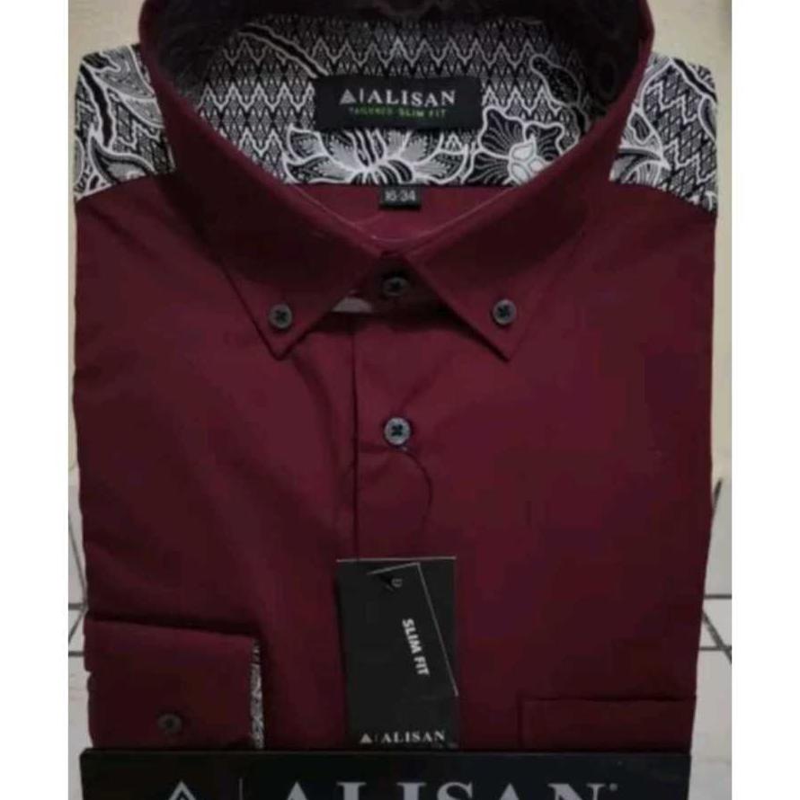 Kemeja Pria Alisan " Motif Pundak Batik " Lengan Panjang ( Slimfit)