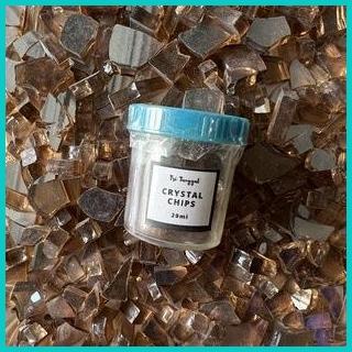 Crystal Chips Pecahan Kaca Padat Warna BROWN COKLAT Stone glass mirror