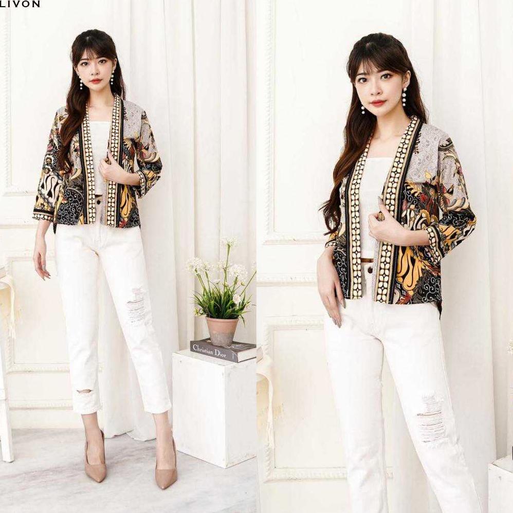 Livon Outer Blazer Batik Wanita Outer Batik Rompi Wanita