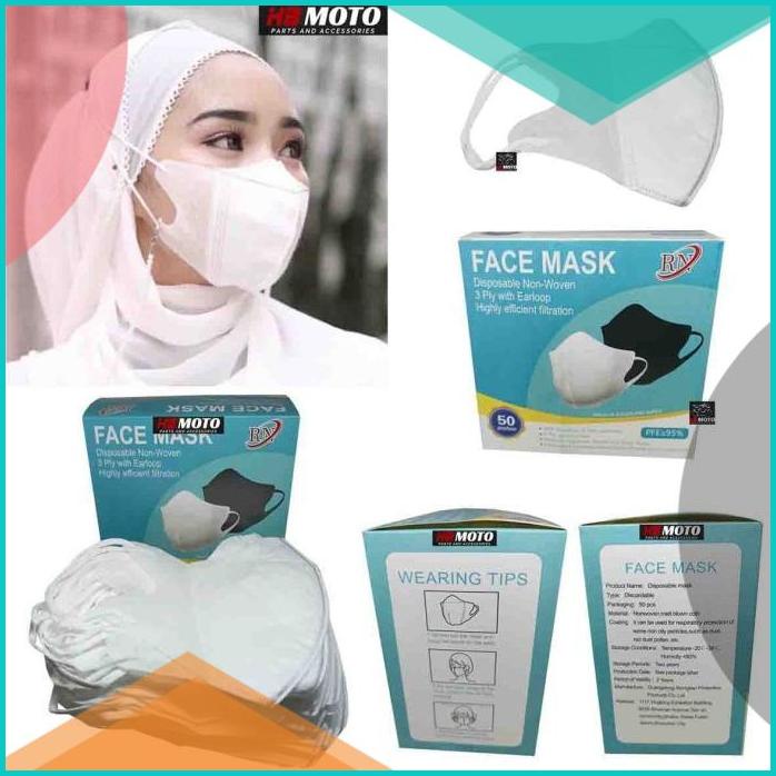 1 Bungkus isi 10 Pcs Masker Duckbill RN Face Mask/Duckbil Putih 3 PLY