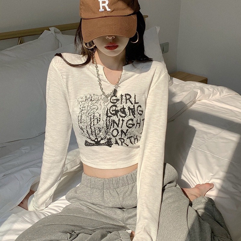 Kaos Wanita Cropped Top Korea Vintage Tshirt Star Croptop Basiceveryday Basic T-Shirt [Terlaris] T S