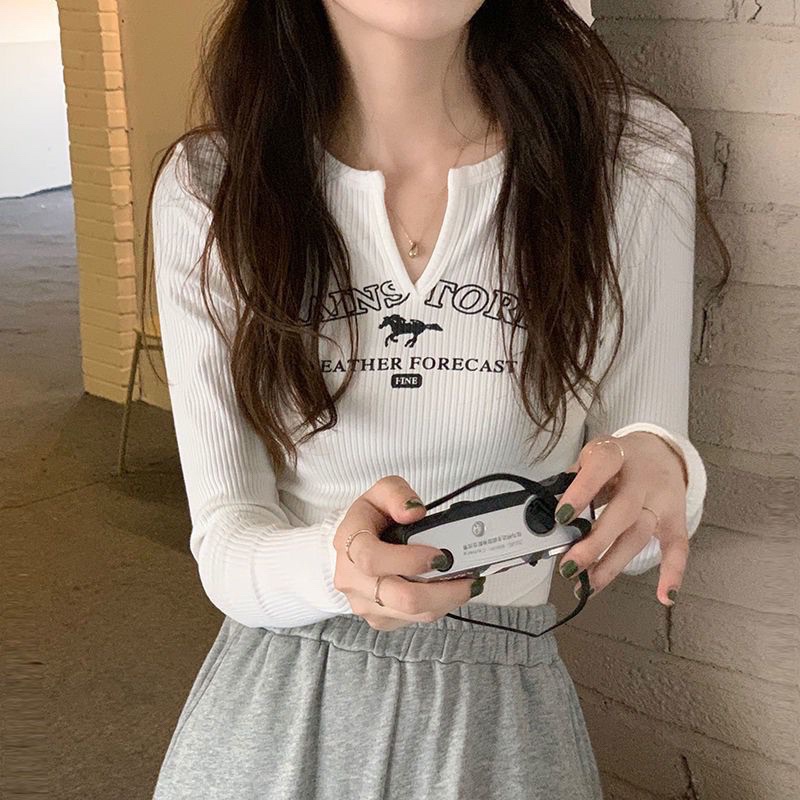 Kaos Wanita Longsleeve Cewek Motif Kekinian Model Baru Premium Korean Style Round Neck Lengan Panjan