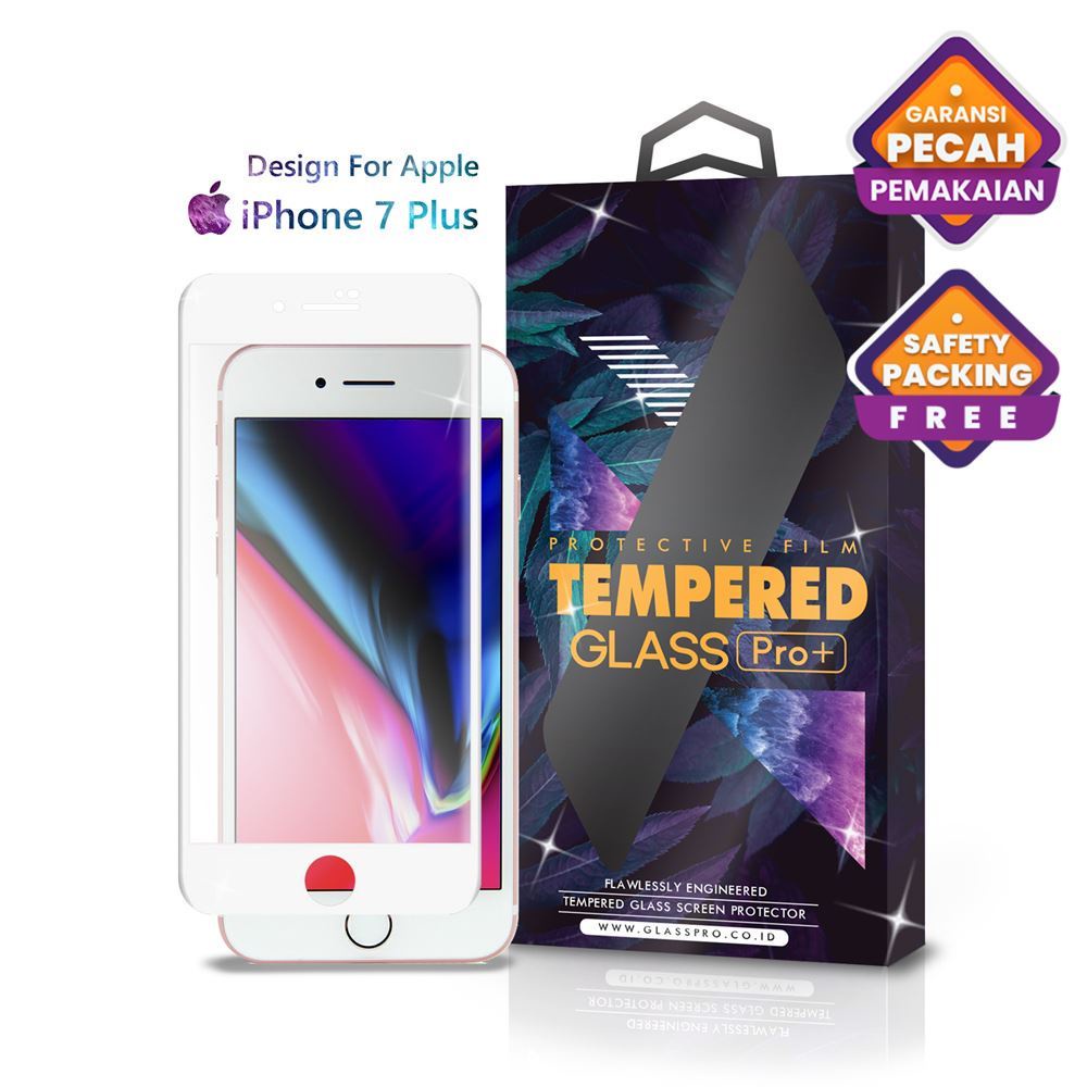 Glass Pro Tempered Glass iPhone 7 Plus Full Cover White - Premium