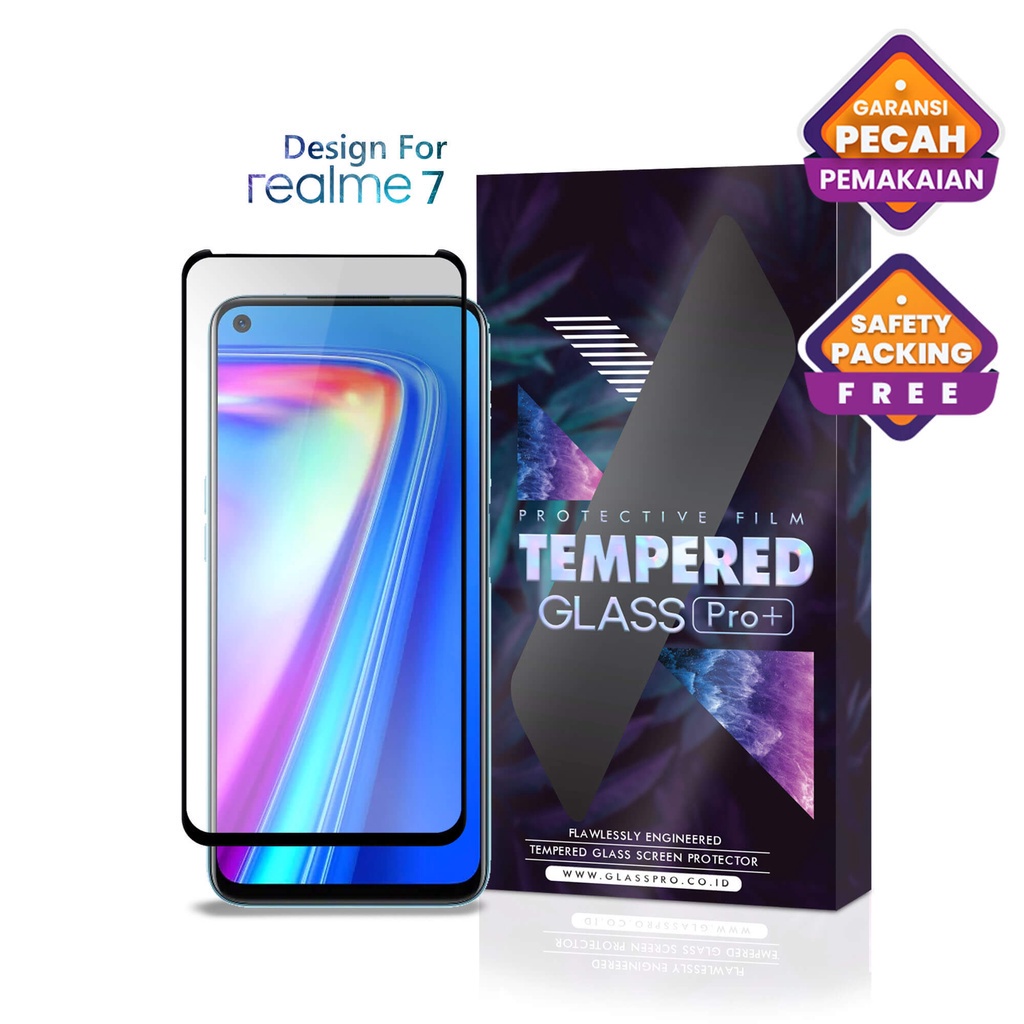 Glass Pro Tempered Glass Realme 7 Full Cover - Premium