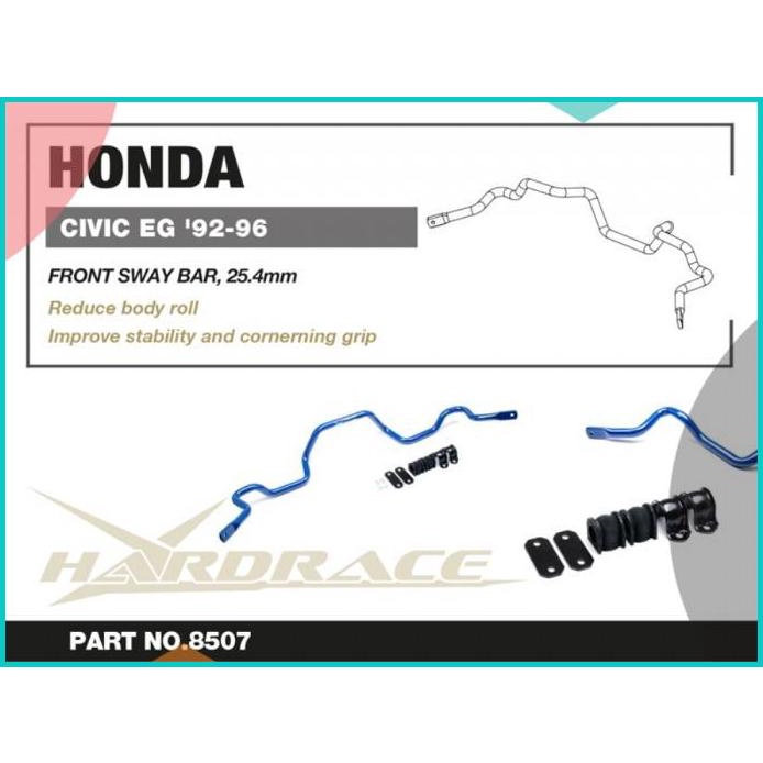 HARDRACE 8507 FRONT SWAY BAR Anti roll 25mm Civic EG Estilo Genio 16no