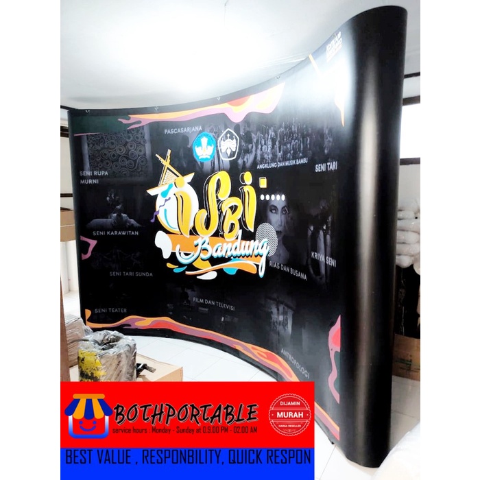 

Backdrop Backwall Pameran seminar webinar curve 3 x 4 plus printing