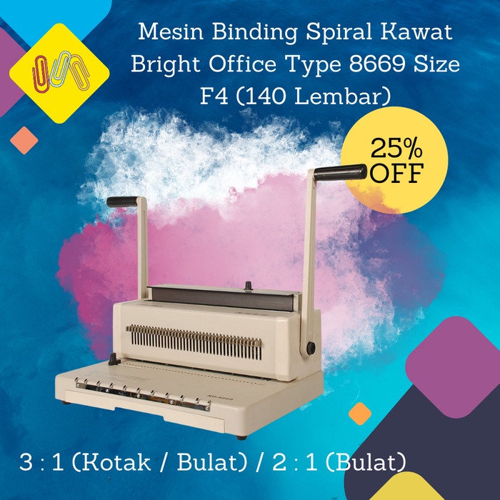 

MESIN BINDING BRIGHT OFFICE 8669 (SPIRAL KAWAT) 3 : 1 (LUBANG KOTAK)