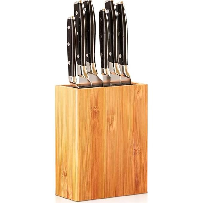 

Terbaru Ergonomic Bamboo_Knife Block Wide Design Countertop Knife Holder Promo Terlaris