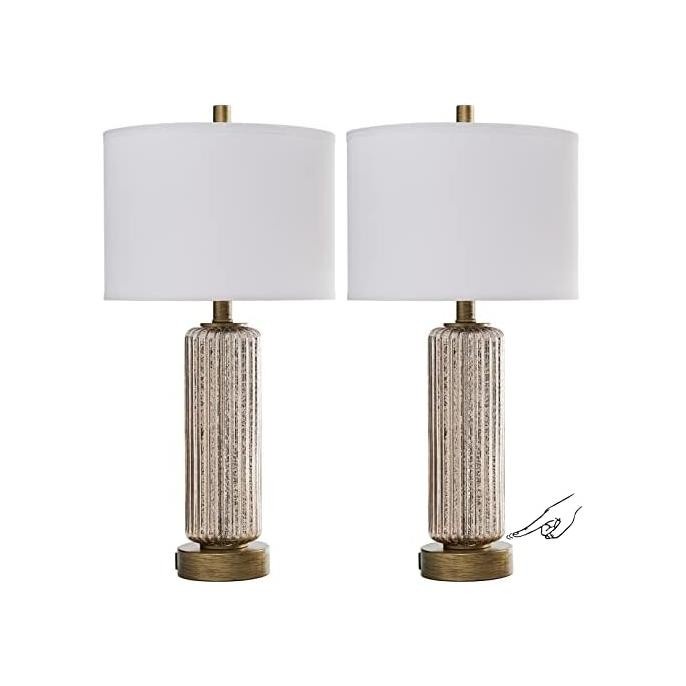 

Terbaru Aieampdo Set Of 2 Farmhouse Touch Table Lamps Living Room 3Way Dimm Promo Terlaris