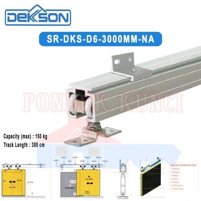 Rail Pintu Sleding 3 Meter Merk Dekson D6 Rel Pintu Geser Aluminium
