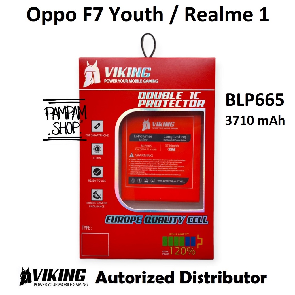 [ELECTROPICALLY] Baterai VIKING Double Power Original Oppo F7 Youth Realme 1 BLP665 Batre Batrai