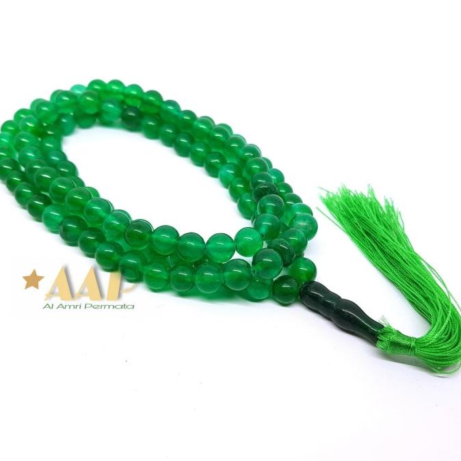 Tasbih Batu Giok Hijau Asli 99 Butir 8 mm