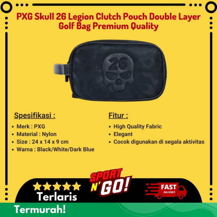 Terbaru Pxg Skull 26 Legion Clutch Pouch Double Layer Golf Bag Premium Quality Promo Terlaris