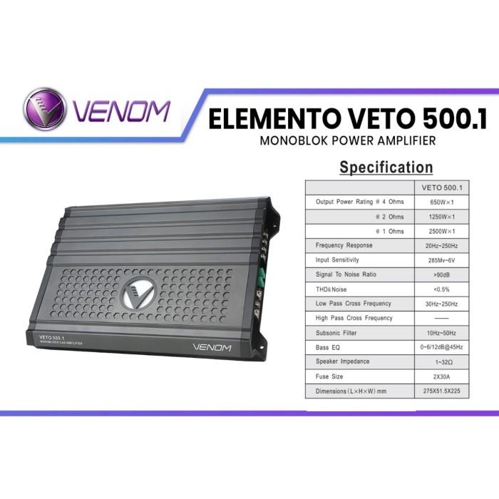 POWER MONOBLOK AMPLIFIER VENOM ELEMENTO VETO 500.1 / MONOBLOK MOBIL