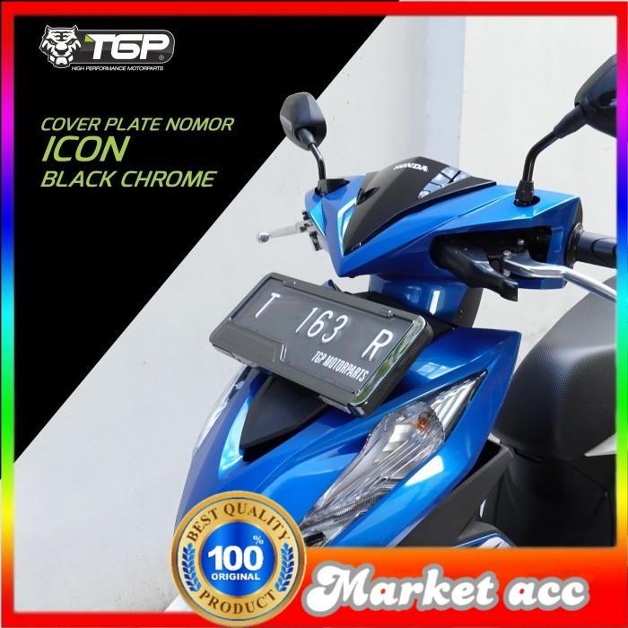 DUDUKAN PLAT NOMOR MOTOR ICON CHROME AKSESORIS VARIASI BEAT VARIO NMAX