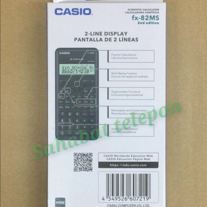 

KALKULATOR SCIENTIFIC CASIO FX-82 MS(ORIGINAL) ORIGINAL TERBARU