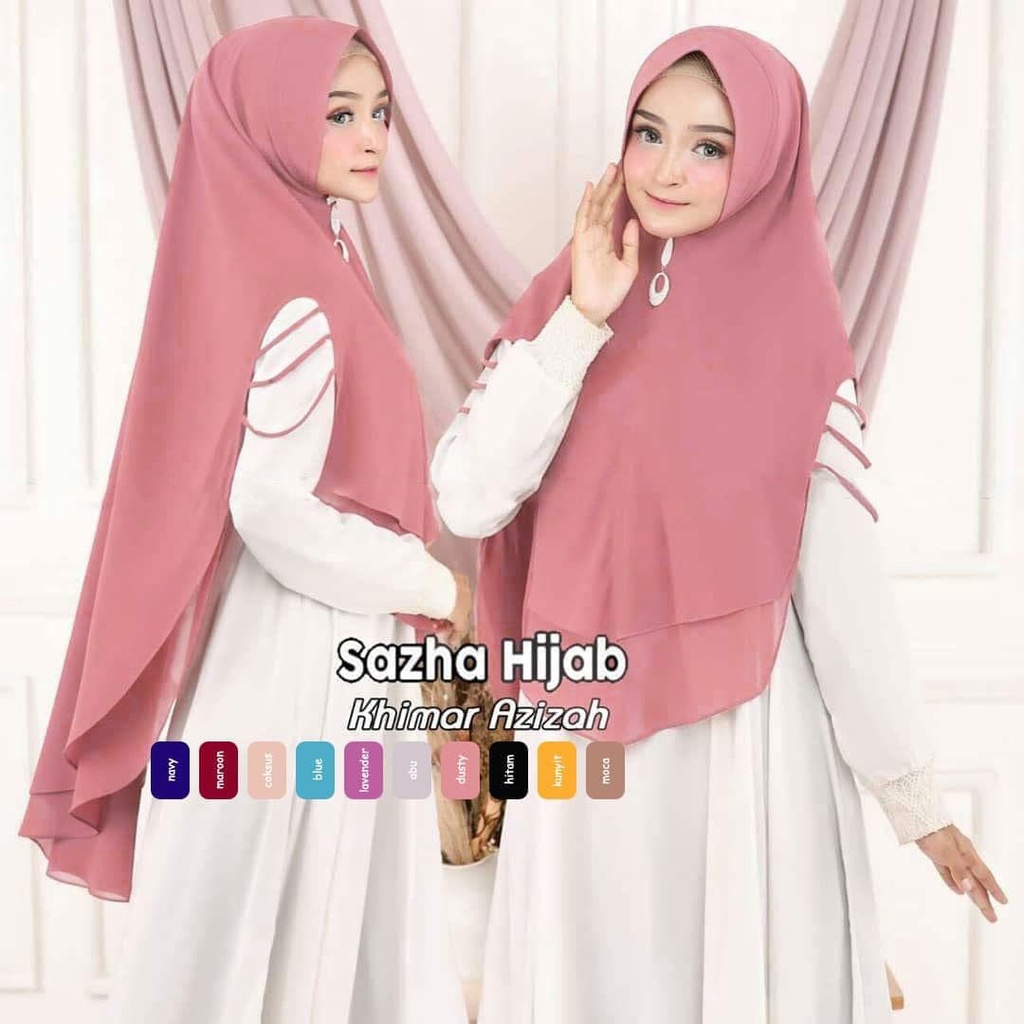 [COD] NadinOfficialShop - KHIMAR AZIZAH 2 LAYER (jilbab pet antem bahan sifon ceruty dua l - ATL