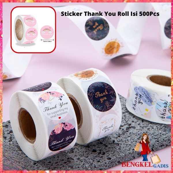 

BG Sticker Thank You Roll Isi 500 Pcs Stiker Terima Kasih Warna Self Adhesive Seal Label Roll Sticker Thank You 2Cm Tempelan Ucapan Terimakasih Bulat 500pcs Segel Order Packing Motif Bunga Love Serbaguna