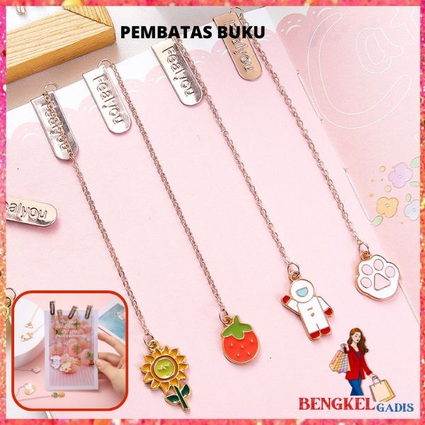 

BG Pembatas Buku Karakter Cartoon Bookmark Paper Clip Besi Motif Kartun Penjepit Buku Dengan Liontin Bahan Metal