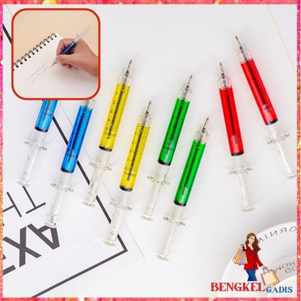 

BG Alat Tulis Pulpen Anak Sekolah Lucu Bentuk Jarum Suntik Warna Warni Souvenir Bolpoint Jarum Suntikan Pena Gel Kantor Kerja Kuliah Unik