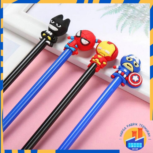 

HPT Pena Karakter SuperHero Gel Pulpen Karakter Pen Tinta Gel Lucu Alat Tulis Karakter Superhero 3D Murah