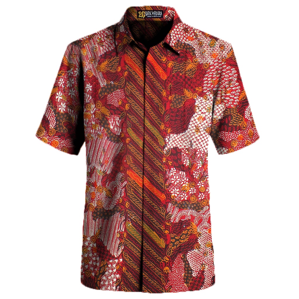 Kemeja Batik Tulis Madura Baju Batik Pria Lengan Pendek F812