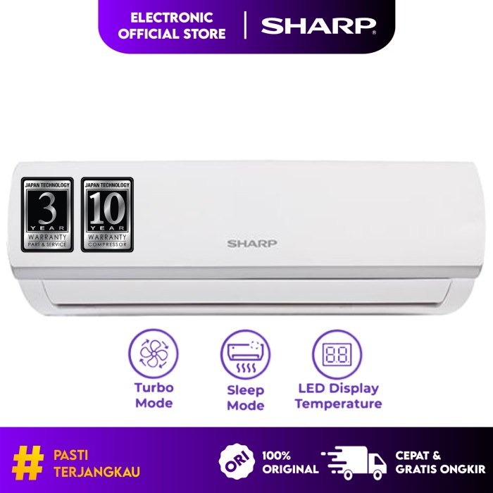 Sharp Ah-A5Zcyn Ah A5Zcyn Split Standard 1/2 Pk Hemat Listrik 5Zcyn Ready