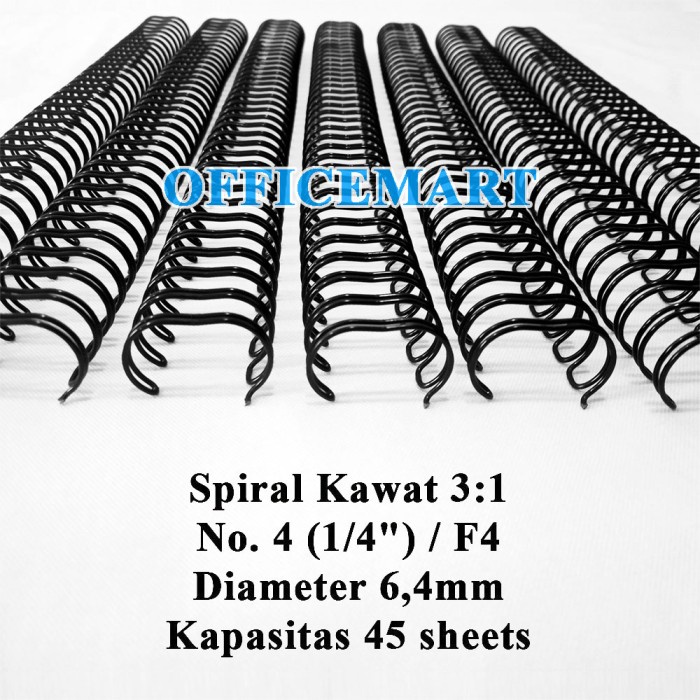 

Spiral Kawat F4 3:1 No. 4 (1/4") JBI - Hitam (Box Isi 100 Batang)
