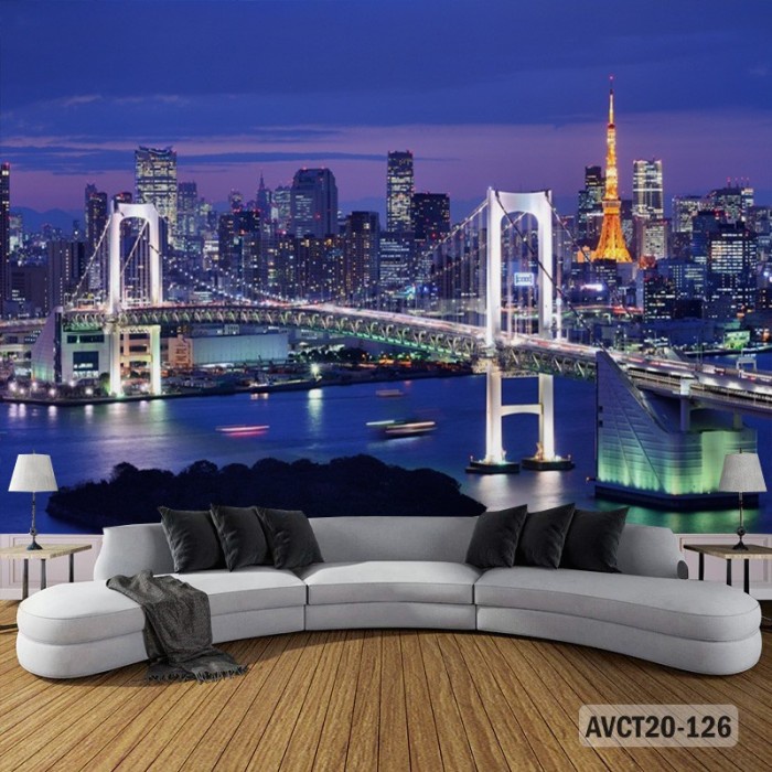 Promo Wallpaper Dinding 3D Mural Photowall Dinding Motif Gedung Kota Modern
