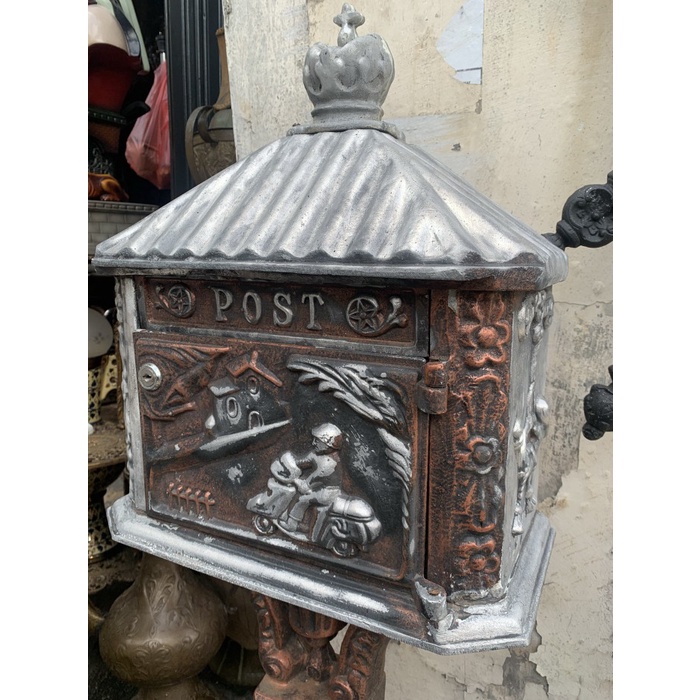 Kotak Surat - Kotak Surat Pos Besi Antik Tinggi 90Cm