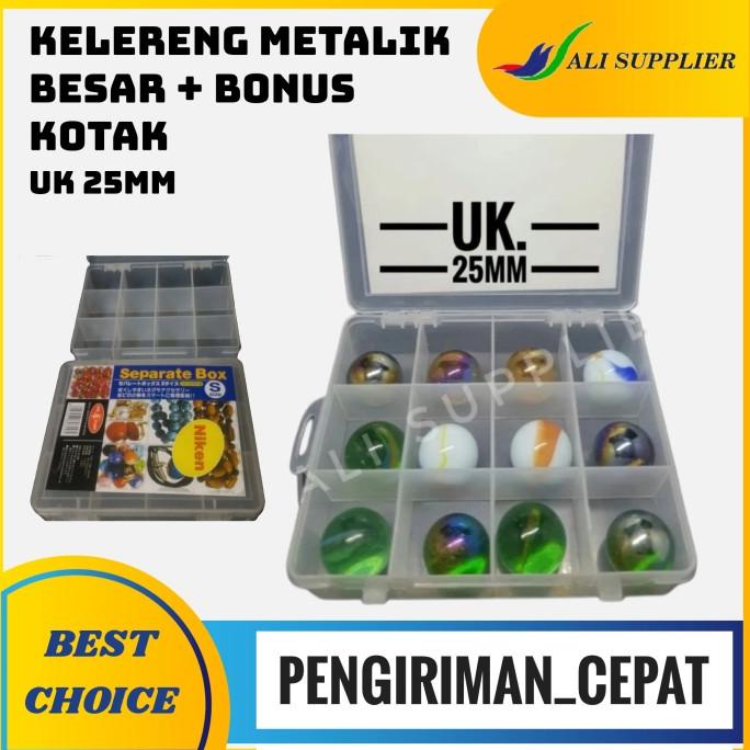 Kelereng Metalik Langka Besar + Bonus Kotak