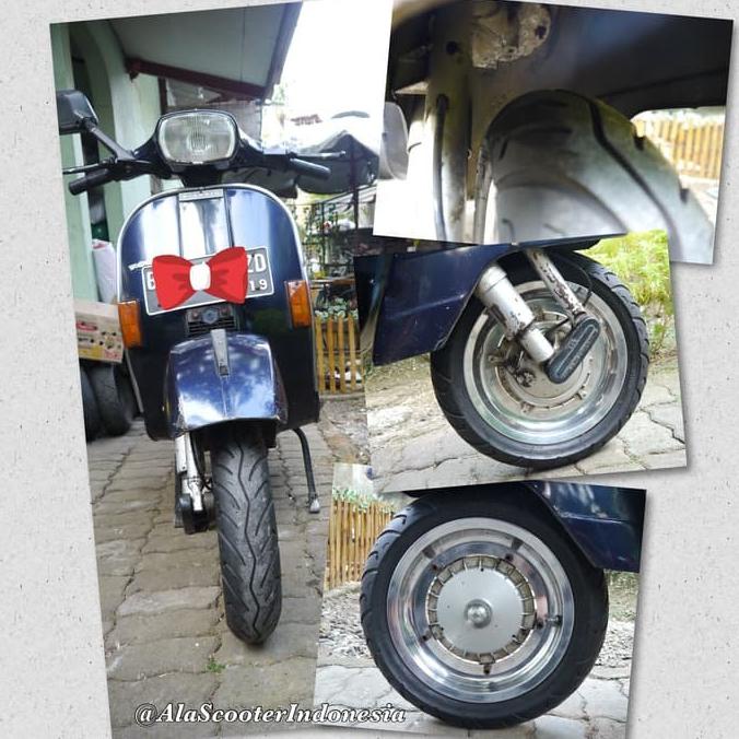 Sepasang Velg Vespa Classic 12 Ring 12 Tubeless Tapak Lebar Polish