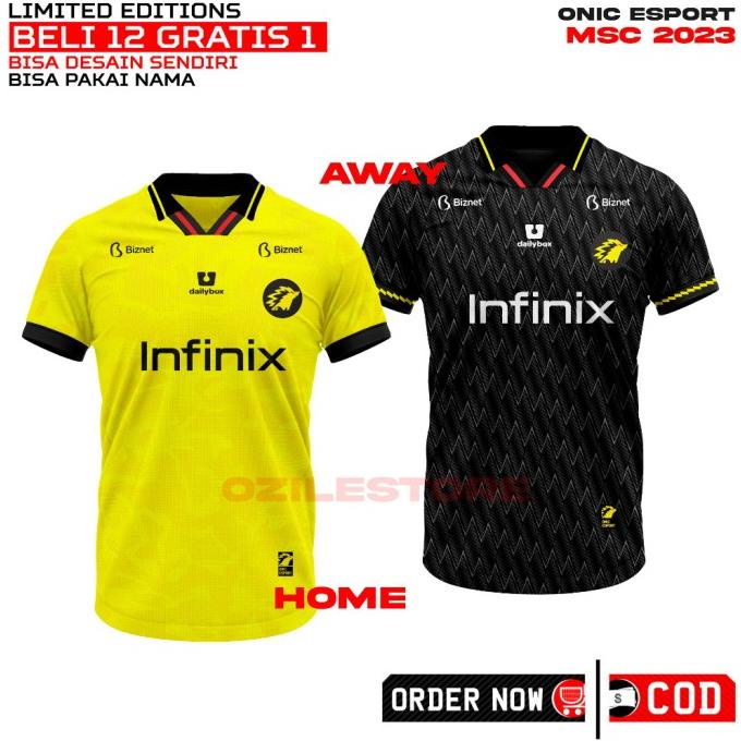 Baju Jersey Onic Mpl Season 12 Away Hitam Terbaru 2023 Esport Game