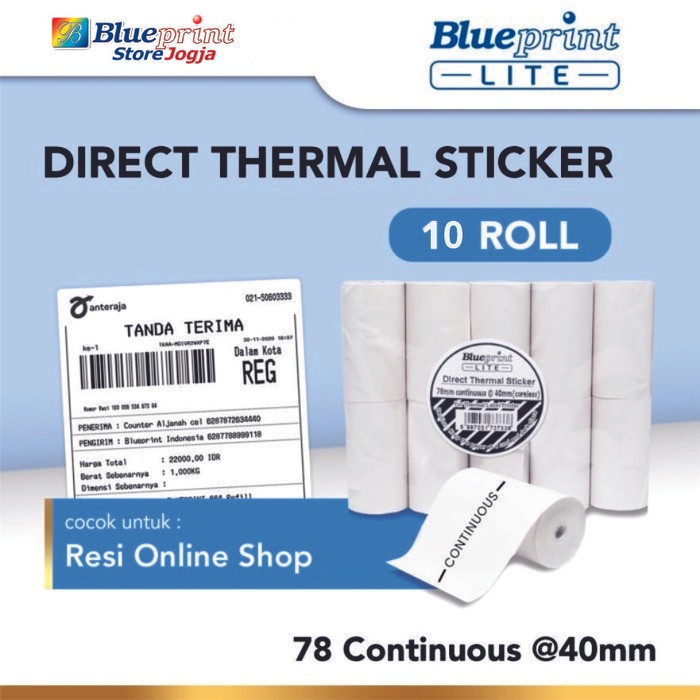 

#####] Blueprint Stiker Label 78 Continuous @40mm Lebar 80 continuous 10 roll