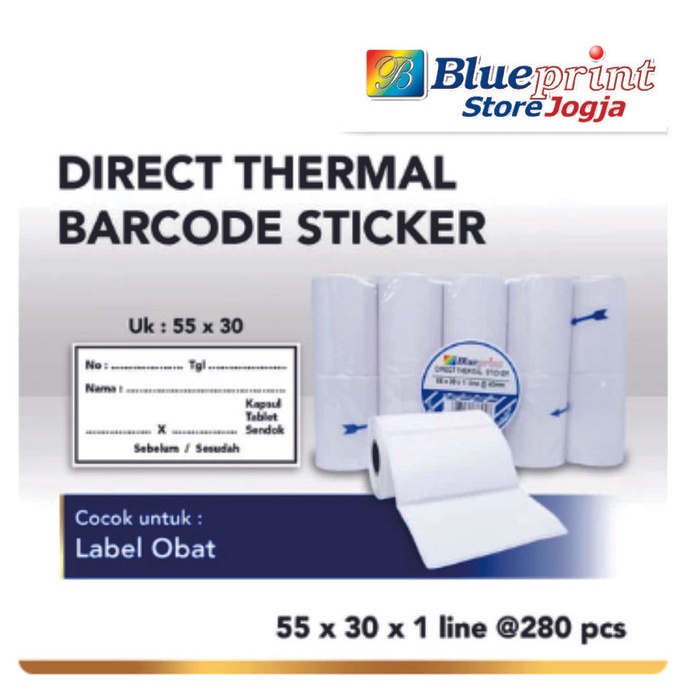 

<<<<<] Direct Thermal Sticker / Label Stiker Blueprint 55x30x1 Line 280 Pcs