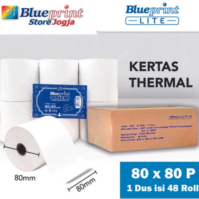 

$$$$] KERTAS THERMAL ROL STRUK KASIR BLUEPRINT LITE 80x80P - 1 Dus 48 Roll