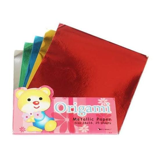 

Kertas Lipat Origami Emas Metalik 16X16