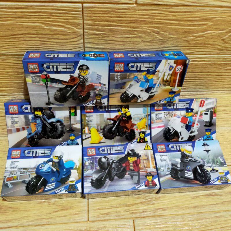 mainan balok susun edukatif brick block Cities motor Police Villain PRCK 65020
