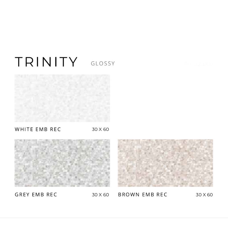 Keramik Glossy Trinity Motif Putih Emb/Brown Emb/Grey Emb Ukuran 30x60 By Platinum/Keramik Kualitas 