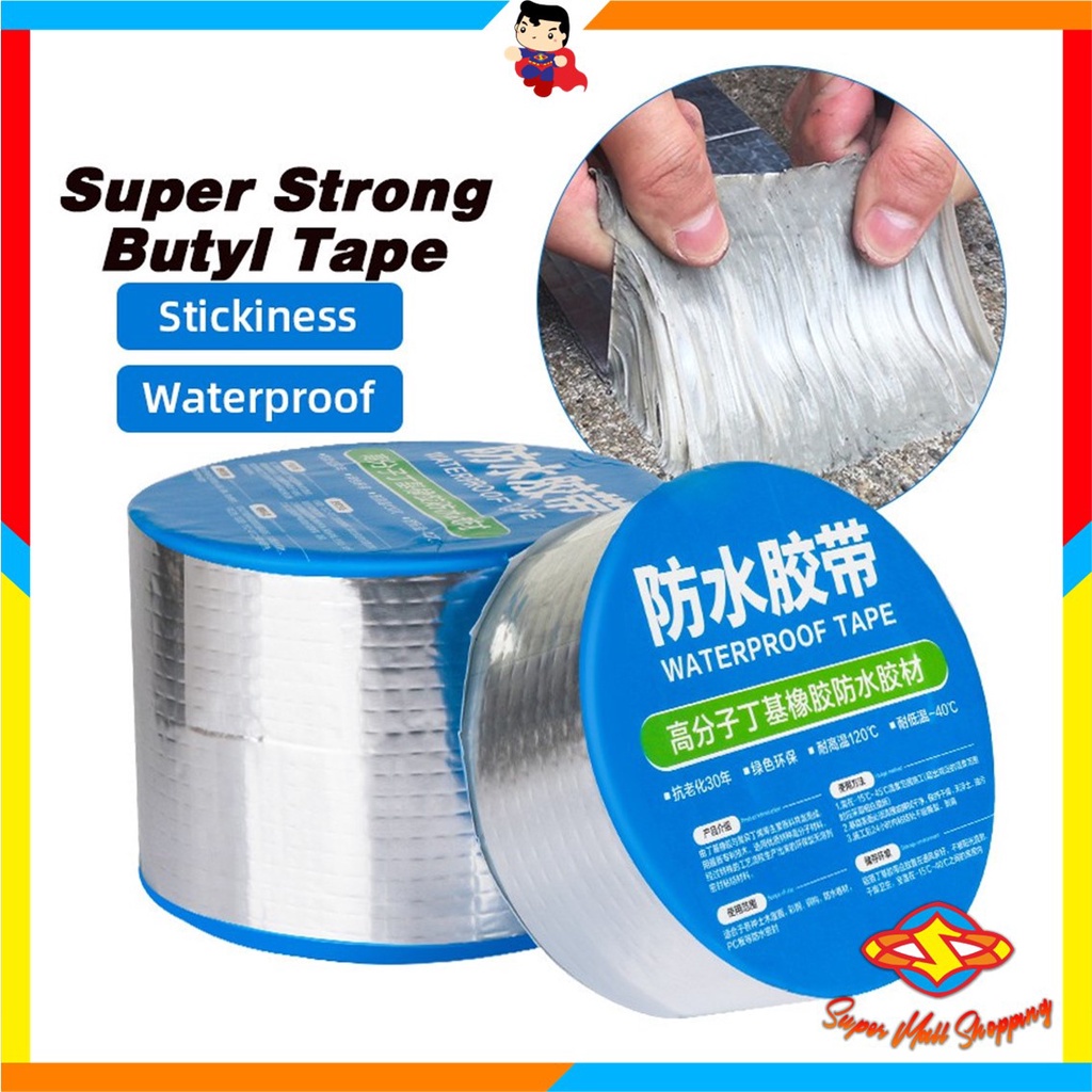 SMS Lakban Tape Anti Bocor Aluminium Foil Butyl Rubber Waterproof Tape Lakban Aluminium Anti Bocor