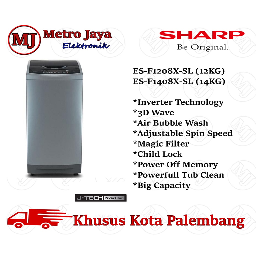 MESIN CUCI 1 TABUNG SHARP 12kg INVERTER ESF 1208X SL