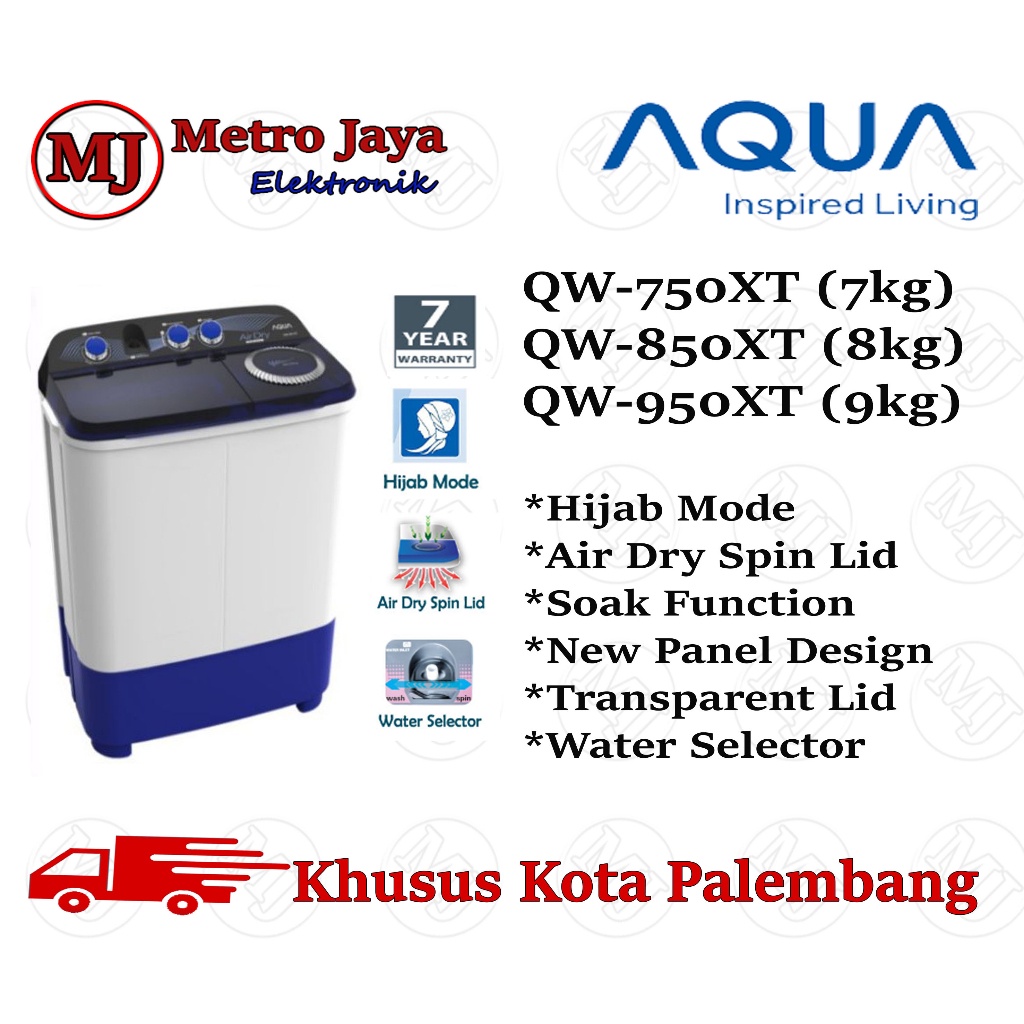 Mesin cuci 2 tabung Aqua Sanyo 8kg QW-850XT