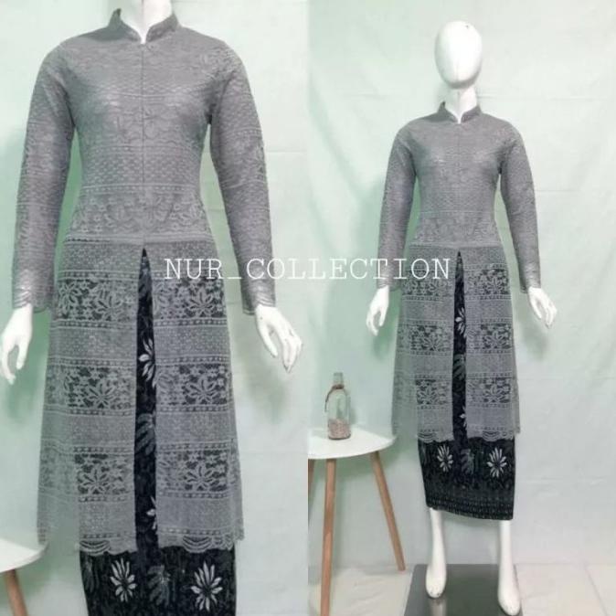 Setelan Kebaya Tunik Brukat Busui Baju Wisuda Hijab Kebaya Modern