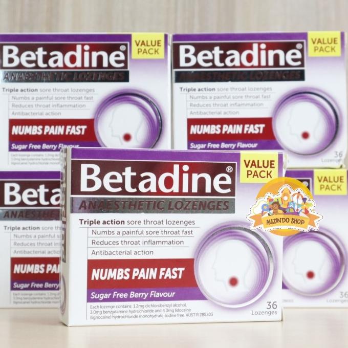 Ready Betadine Sore Throat Berry 36 Lozenges Permen Tenggorokan