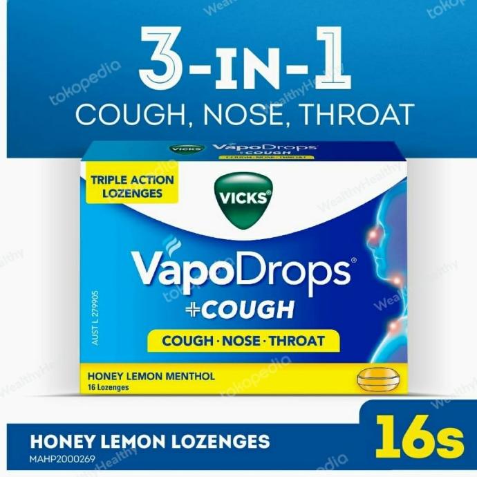Vicks Vapodrops Cough Honey Lemon Menthol 16 Lozenges