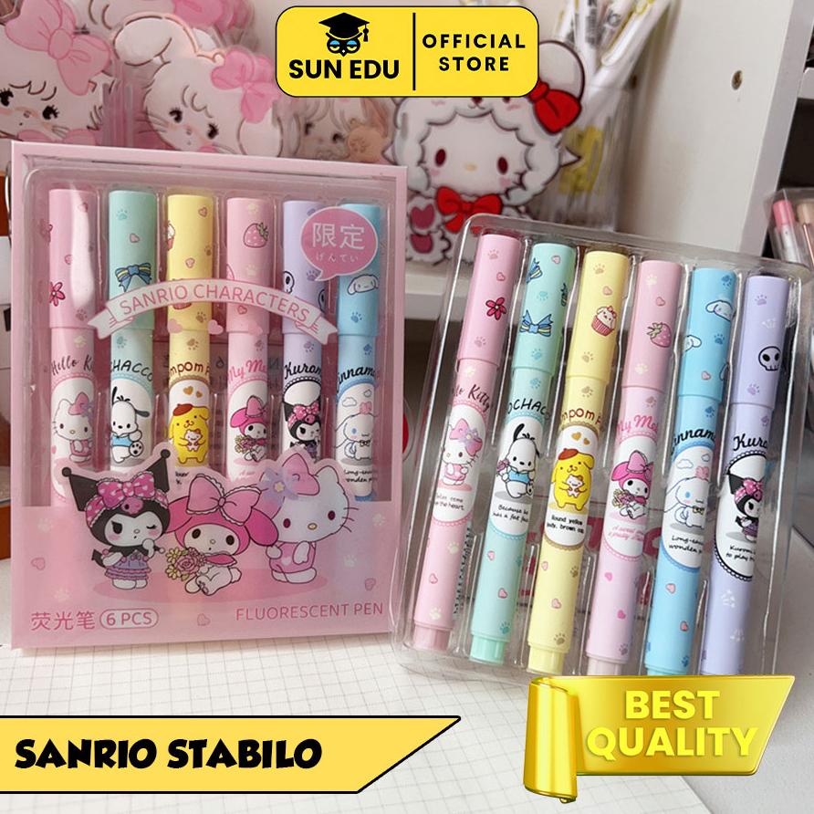 

Premium 6 Pcs 1 Set Stabilo Sanrio Highlighter/ Stabilo Pastel Color Cute Penanda Pewarna