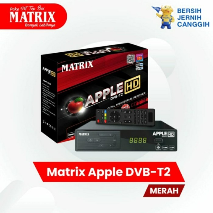 STB MATRIX APPLE HD Merah Hitam DVB T2 SET TOP BOX Receiver TV DIGITAL