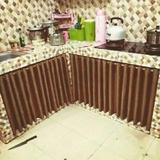 Gorden kolong dapur bahan blackout polos premium